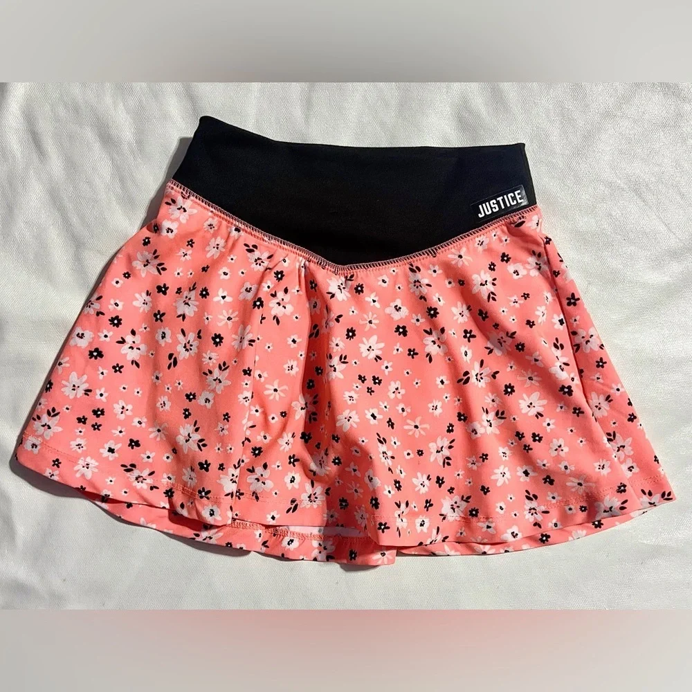 JUSTICE Girls Tshirt Top & Active Skirt Shorts Skort Matching Outfit XS 5/6
